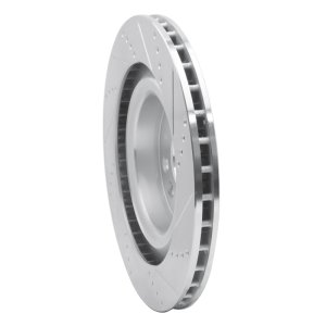 Tesla Model S Brake Rotor (1) - Rear Left - R1 Concepts - Drilled & Slotted - Silver - `12-`21